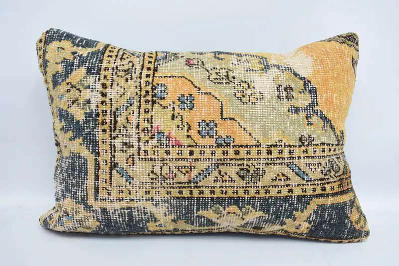 Pillow for Sofa, Accent Pillow Sham, Oriental Pillow Cover, Kilim Pillow Cover, Cushion Cover, Turkish Pillow, 16x24 Blue Pillow Sham - 1