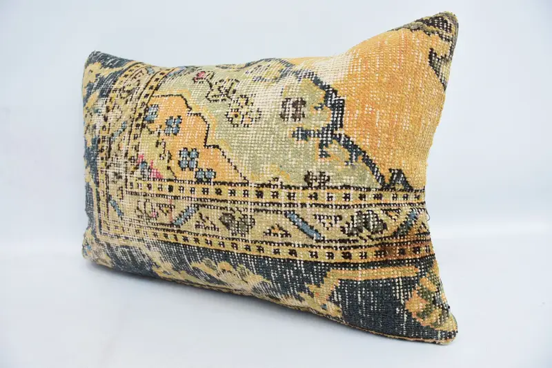 Pillow for Sofa, Accent Pillow Sham, Oriental Pillow Cover, Kilim Pillow Cover, Cushion Cover, Turkish Pillow, 16x24 Blue Pillow Sham - 4