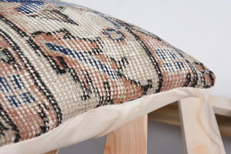 12x12 Beige Pillow, Tribal Cushion, Ethnical Kilim Rug Pillow, Handmade Kilim Cushion, Turkish Kilim Pillow, Tribal Pillow Case, Pillow Cover - 7