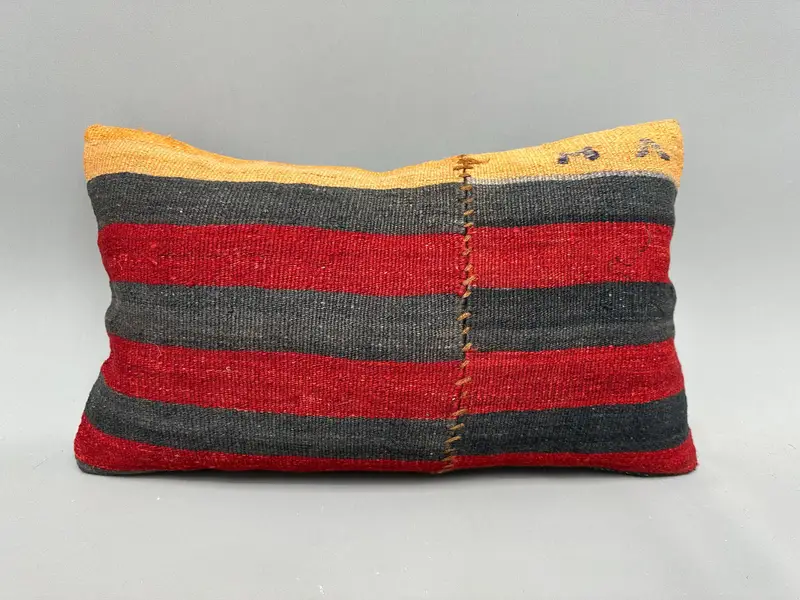 Interior Designer Pillow, Pillow, Cozy Throw Cushion, Ethnic Pillow Cover Pillow, Handmade Kilim Cushion, Gift Pillow, 12x20 Red Pillow Sham - 4