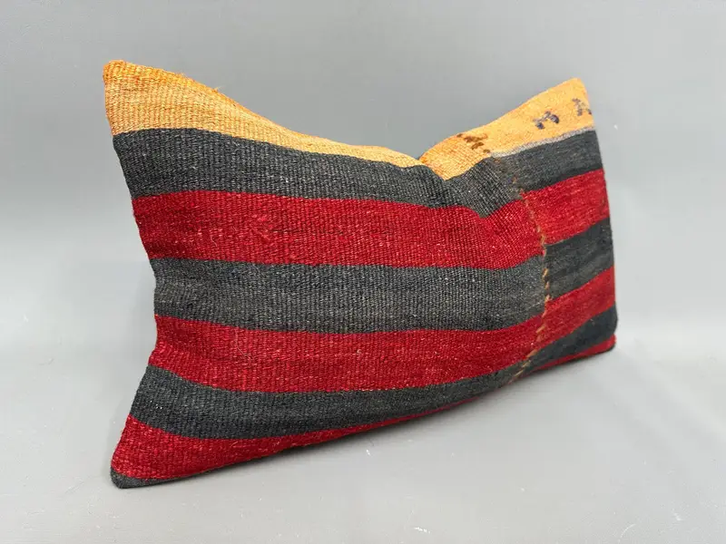Interior Designer Pillow, Pillow, Cozy Throw Cushion, Ethnic Pillow Cover Pillow, Handmade Kilim Cushion, Gift Pillow, 12x20 Red Pillow Sham - 2