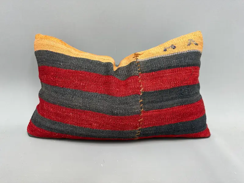 Interior Designer Pillow, Pillow, Cozy Throw Cushion, Ethnic Pillow Cover Pillow, Handmade Kilim Cushion, Gift Pillow, 12x20 Red Pillow Sham - 1