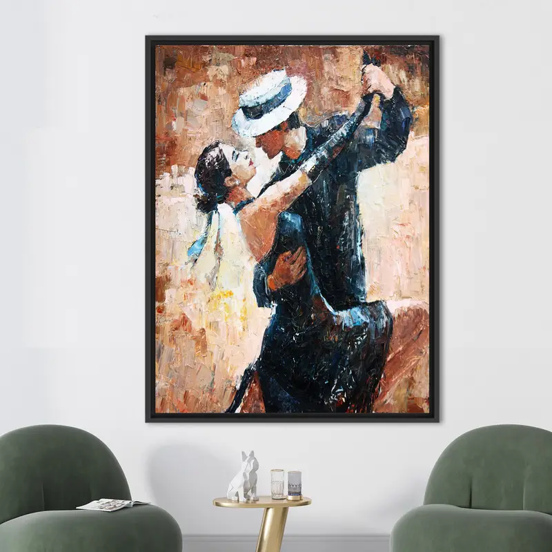 Lienzo de tango romántico: impresión de arte de pareja de baile abstracto