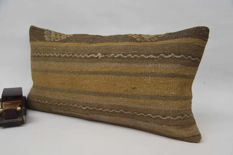 Patio Cushion Case, Cushion Cover, Handmade Kilim Cushion, Morroccon Kilim Cushion Pillow Cover, 12x24 Beige Cushion Case, Gift Pillow, Boho Pillow - 3