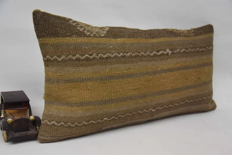 Patio Cushion Case, Cushion Cover, Handmade Kilim Cushion, Morroccon Kilim Cushion Pillow Cover, 12x24 Beige Cushion Case, Gift Pillow, Boho Pillow - 2