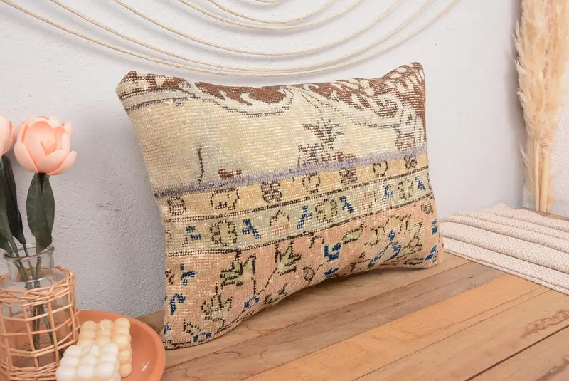 Brown & Beige Patchwork Pillow, 16x24 Inches Decorative Pillow - 1