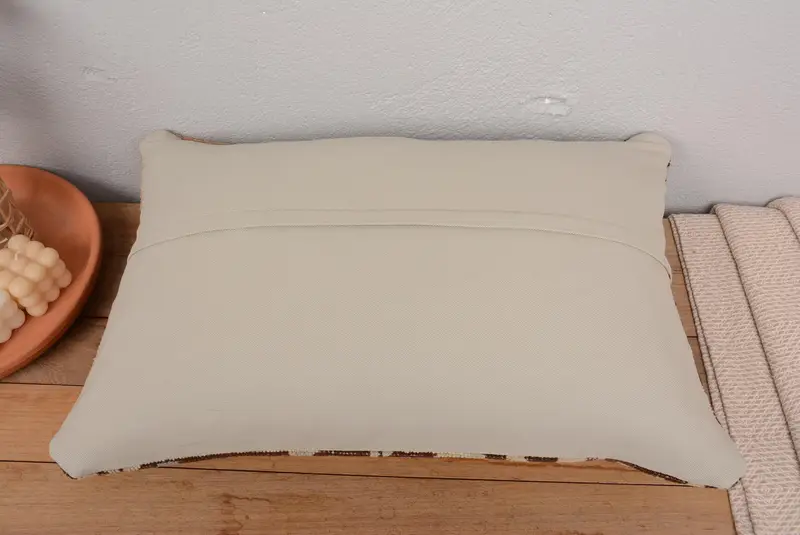 Brown & Beige Patchwork Pillow, 16x24 Inches Decorative Pillow - 6