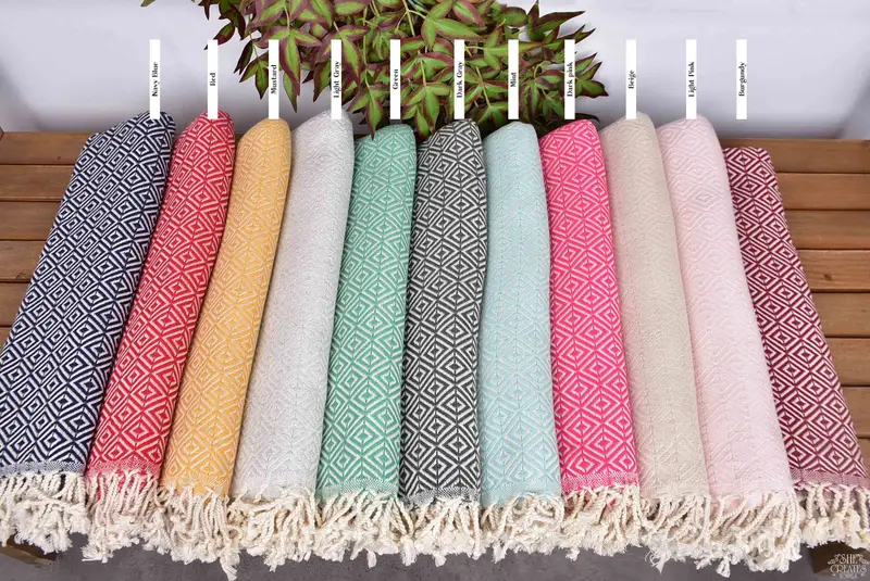 Personalized Beach Towel, Luxury Turkish Bath Towel, 70x40 Cotton Diamond Towel, Bachelorette Gifts, Sand-free towel, Bridesmaid Proposal Gift - 2