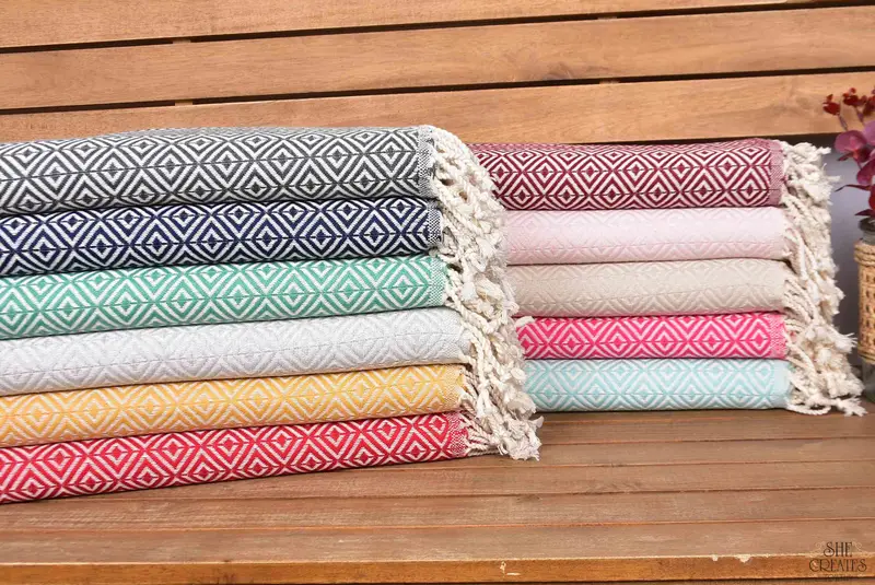 Personalized Beach Towel, Luxury Turkish Bath Towel, 70x40 Cotton Diamond Towel, Bachelorette Gifts, Sand-free towel, Bridesmaid Proposal Gift - 1