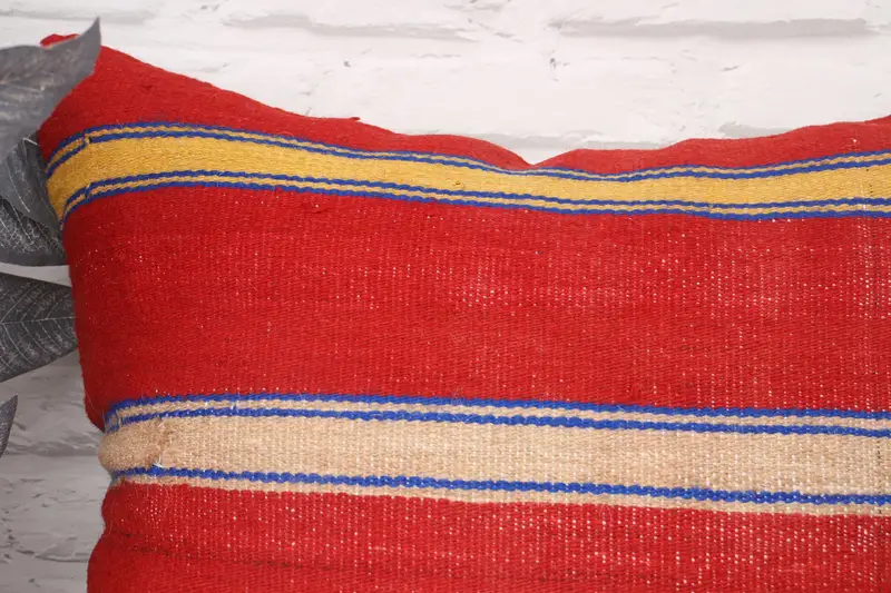Sofa Bolster Pillow Sham, 20x20 Red Cushion, Vintage Kilim Throw Pillow, Cushion Case, Throw Kilim Pillow, Retro Cushion, Pillow for Sofa - 2