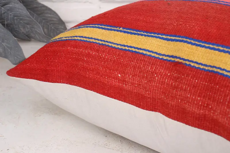 Sofa Bolster Pillow Sham, 20x20 Red Cushion, Vintage Kilim Throw Pillow, Cushion Case, Throw Kilim Pillow, Retro Cushion, Pillow for Sofa - 6