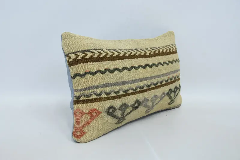 Patio Pillow, Cushion Cover, 12x20 Beige Pillow Cover, Handmade Throw Pillow Case, Gift Pillow, Home Decor Pillow, Kilim Cushion Sham - 3