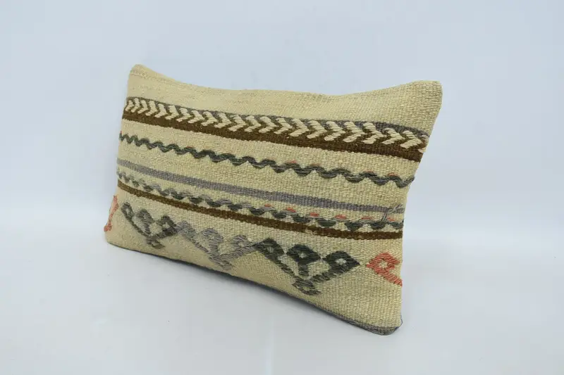 Patio Pillow, Cushion Cover, 12x20 Beige Pillow Cover, Handmade Throw Pillow Case, Gift Pillow, Home Decor Pillow, Kilim Cushion Sham - 4