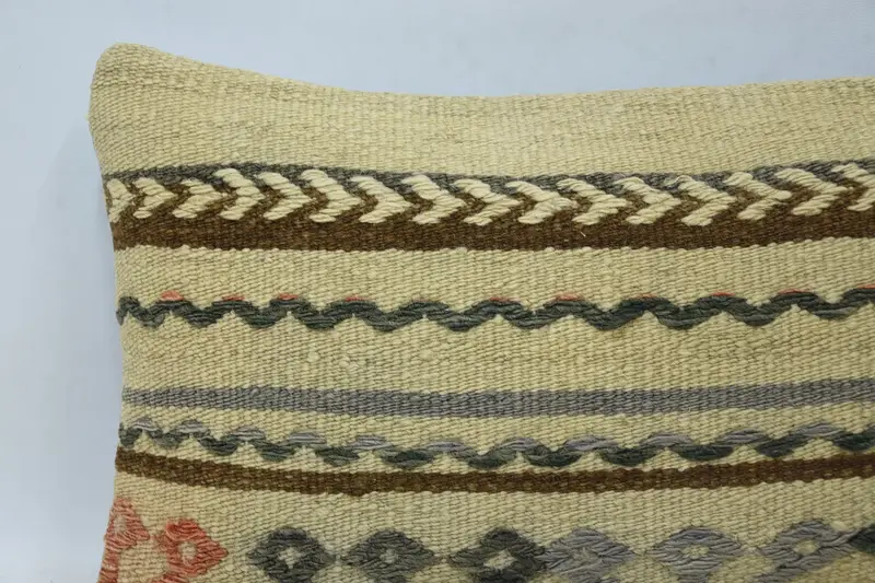 Patio Pillow, Cushion Cover, 12x20 Beige Pillow Cover, Handmade Throw Pillow Case, Gift Pillow, Home Decor Pillow, Kilim Cushion Sham - 2