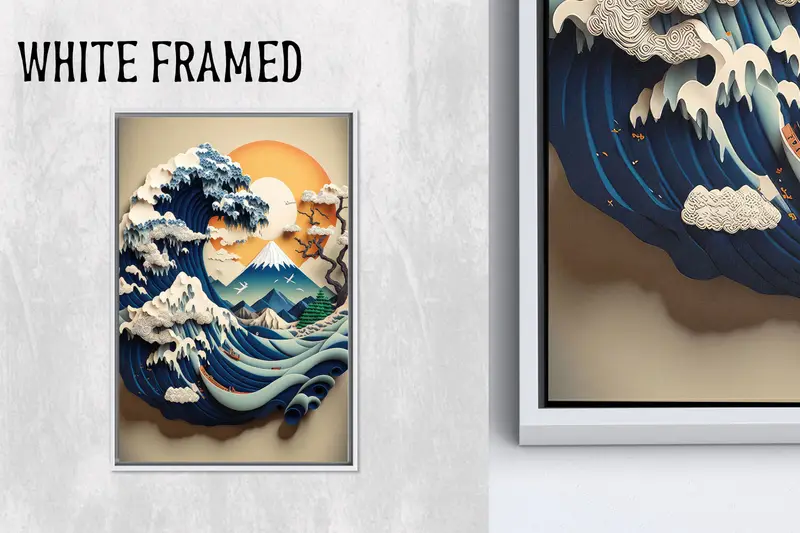 Zarif Hokusai Dalga Baskılı Kanvas: Japon Deniz Manzarası Sanatı