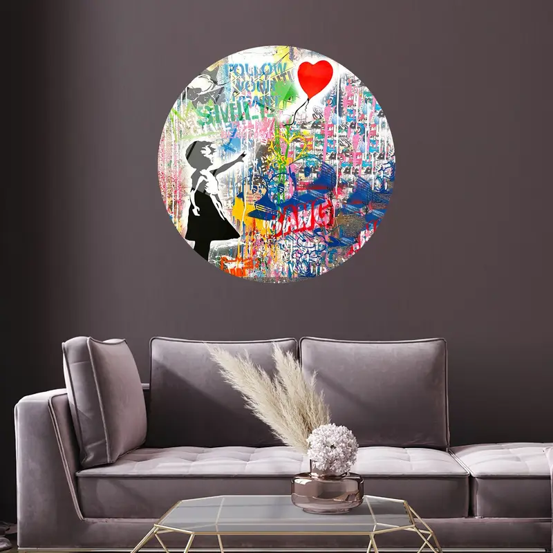 Modern Abstract Banksy Balloon Girl Canvas Print - Vibrant Decor