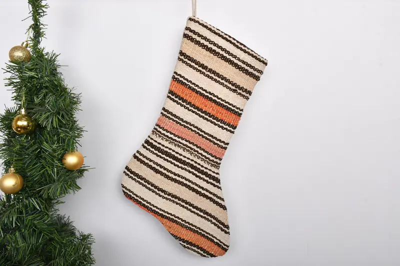 Festive Christmas Ornaments Pattern, 7 Inch Wide Christmas Stocking