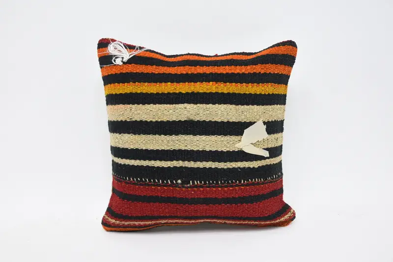 Boho Pillow, Lounge Throw Cushion Cover, Pillow Sham, Sofa Pillow Sham, Gift Pillow, 14x14 Red Pillow Sham, Ethnical Kilim Rug Pillow, Patio Cushion - 1