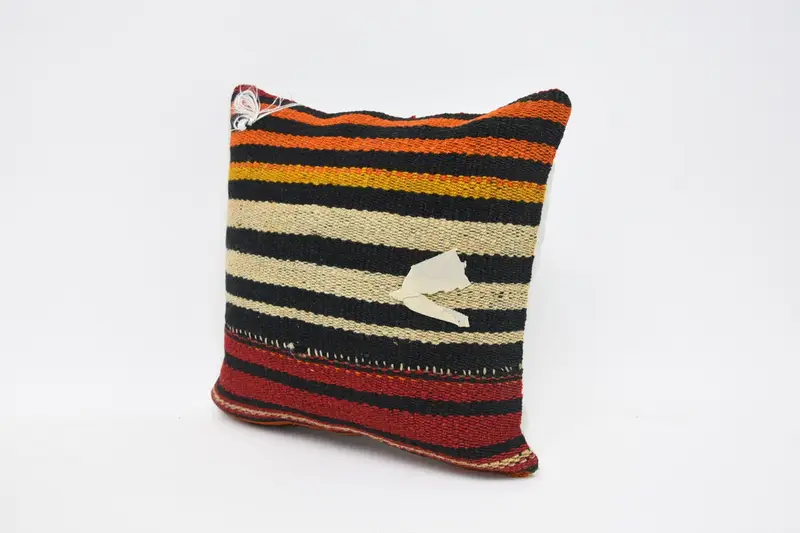 Boho Pillow, Lounge Throw Cushion Cover, Pillow Sham, Sofa Pillow Sham, Gift Pillow, 14x14 Red Pillow Sham, Ethnical Kilim Rug Pillow, Patio Cushion - 4