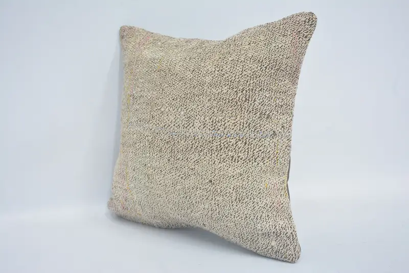 14x14 Beige Pillow Cover, Turkish Pillow, Interior Designer Pillow, Cushion Case, Pastel Cushion Cover, Ethnical Kilim Rug Pillow - 4