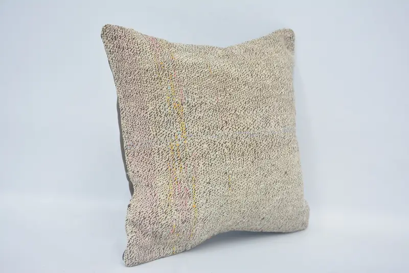 14x14 Beige Pillow Cover, Turkish Pillow, Interior Designer Pillow, Cushion Case, Pastel Cushion Cover, Ethnical Kilim Rug Pillow - 3