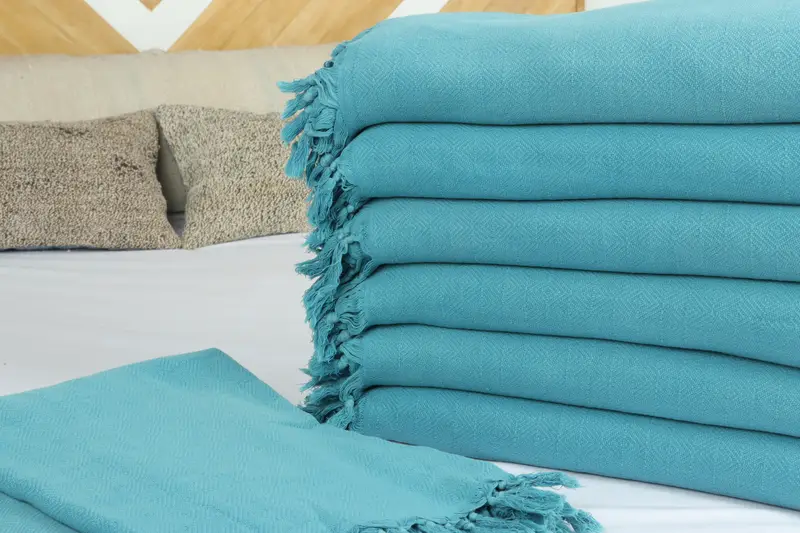 Best Friend Gift, Throw Blanket Couch, Organic Beach Blanket, Custom Wedding Gifts, 108x80 Cotton Stonewashed Diamond Towel, Bachelorette Gifts - 3