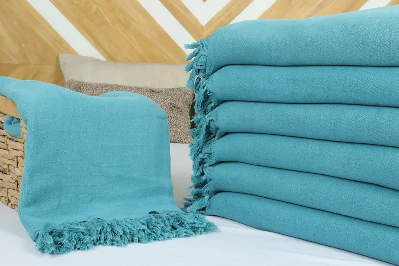 Best Friend Gift, Throw Blanket Couch, Organic Beach Blanket, Custom Wedding Gifts, 108x80 Cotton Stonewashed Diamond Towel, Bachelorette Gifts - 4