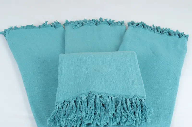 Best Friend Gift, Throw Blanket Couch, Organic Beach Blanket, Custom Wedding Gifts, 108x80 Cotton Stonewashed Diamond Towel, Bachelorette Gifts - 5