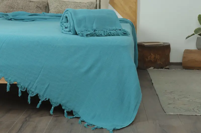 Best Friend Gift, Throw Blanket Couch, Organic Beach Blanket, Custom Wedding Gifts, 108x80 Cotton Stonewashed Diamond Towel, Bachelorette Gifts - 7