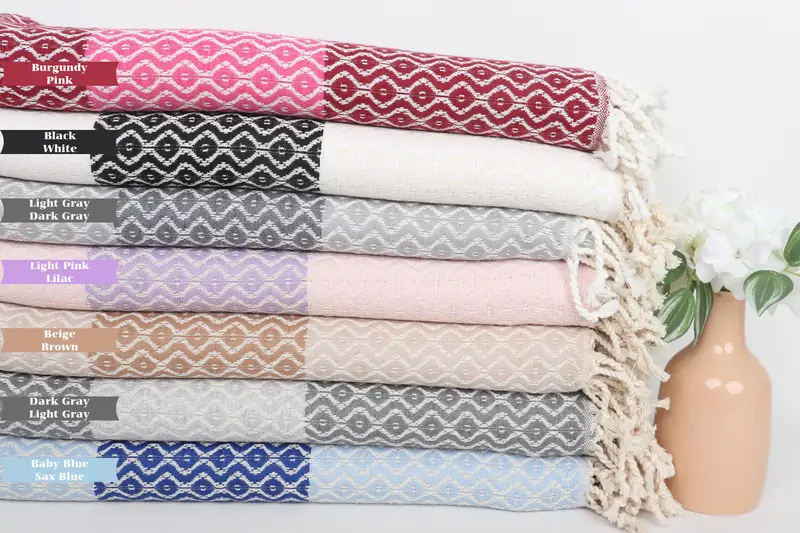 70x40 Cotton Striped Towel, Home Decor Towel, Personalized Wedding Gift, Sand-resistant towel, Wedding Gift, Fringed Turkish towel for poolside - 1