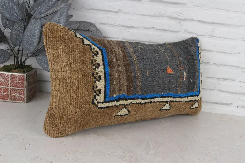 Pillow Cover, 12x24 Brown Pillow Sham, Handmade Kilim Cushion, Traditional Pillow, Pillow for Sofa, Ethnical Kilim Rug Pillow - 4