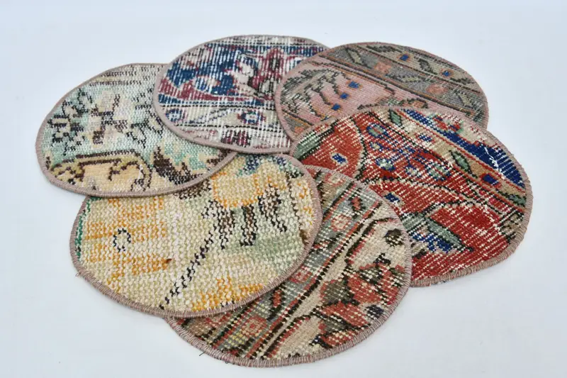 Mantel individual Bohemia Circle, mantel individual de lana de algodón naranja y bronce