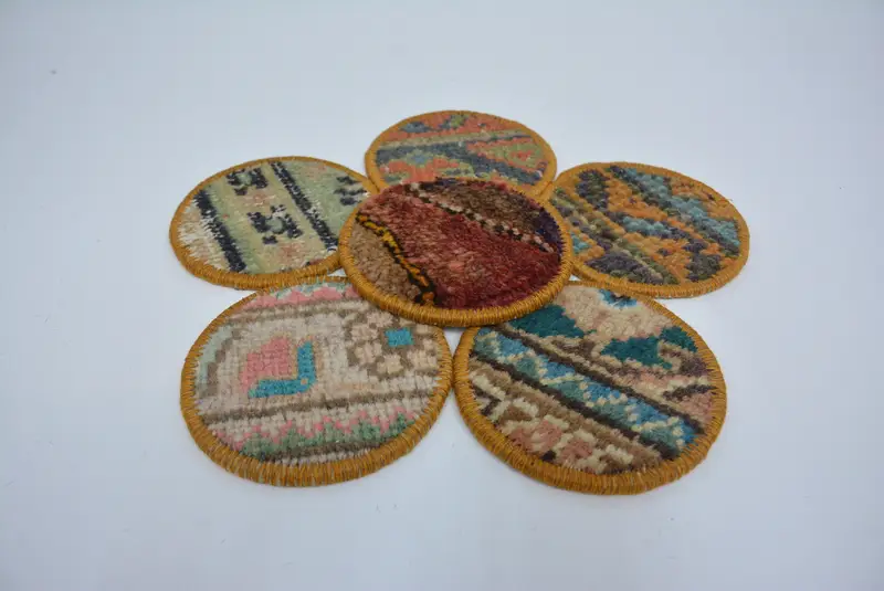 Posavasos rojos y amarillos, conjunto único de posavasos Boho