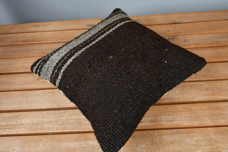 Cushion Case, 12x12 Brown Cushion Case, Comfy Throw Pillow Cover, Vintage Kilim Pillow, Kilim Cushion Sham, Boho Pillow, Turkish Corner Cushion Case - 2