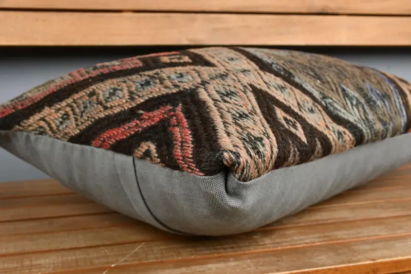 Cushion, Vintage Kilim Throw Pillow, Kilim Pillow Cover, Interior Designer Pillow, 16x24 Beige Cushion, Ethnic Throw Cushion - 3