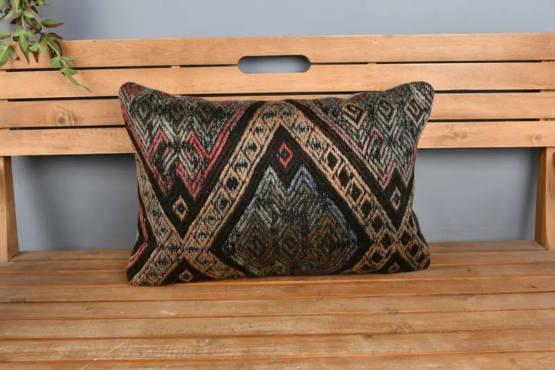 Cushion, Vintage Kilim Throw Pillow, Kilim Pillow Cover, Interior Designer Pillow, 16x24 Beige Cushion, Ethnic Throw Cushion - 6
