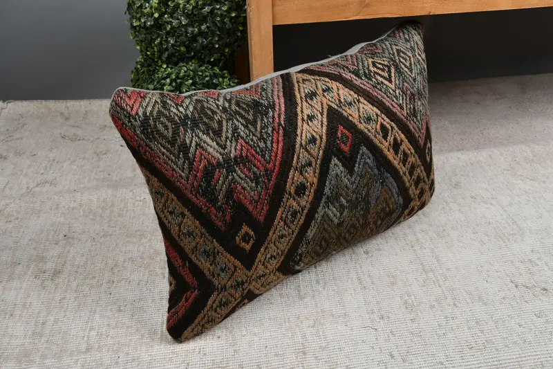 Cushion, Vintage Kilim Throw Pillow, Kilim Pillow Cover, Interior Designer Pillow, 16x24 Beige Cushion, Ethnic Throw Cushion - 7