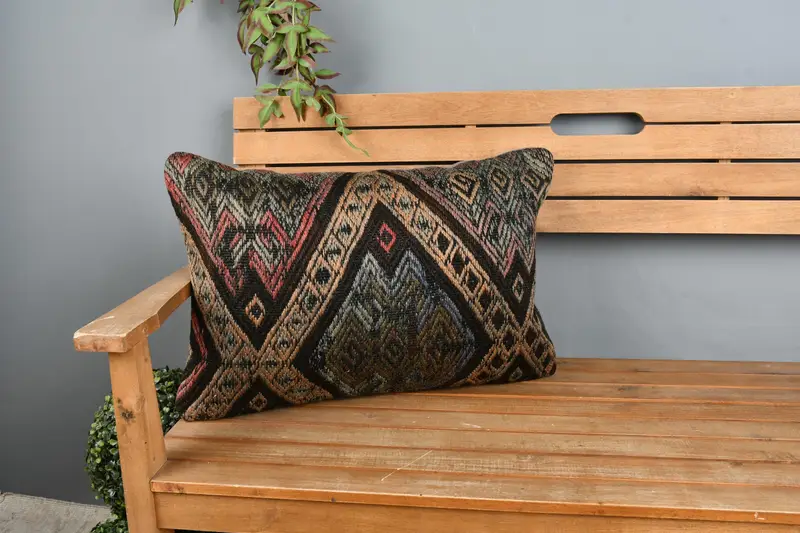 Cushion, Vintage Kilim Throw Pillow, Kilim Pillow Cover, Interior Designer Pillow, 16x24 Beige Cushion, Ethnic Throw Cushion - 1