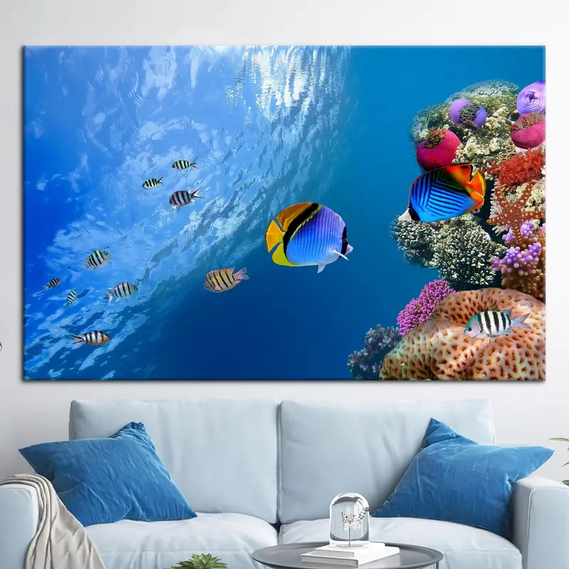 Elegant Tropical Fish Underwater Canvas Print - Ocean Seascape