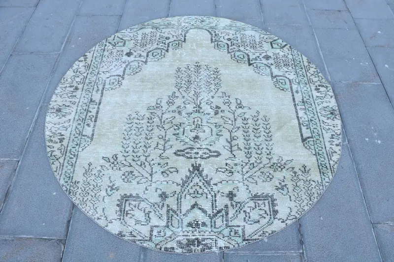 Alfombra de Lunares Verde y Marrón 4,8x4,8ft
