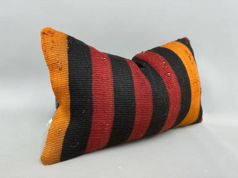 Boho Pillow, Home Decor Pillow, Rustic Pillow Cover, Pillow Cover, Traditional Cushion, Kilim Cushion Sham, 12x20 Orange Cushion - 2