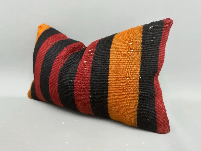 Boho Pillow, Home Decor Pillow, Rustic Pillow Cover, Pillow Cover, Traditional Cushion, Kilim Cushion Sham, 12x20 Orange Cushion - 3