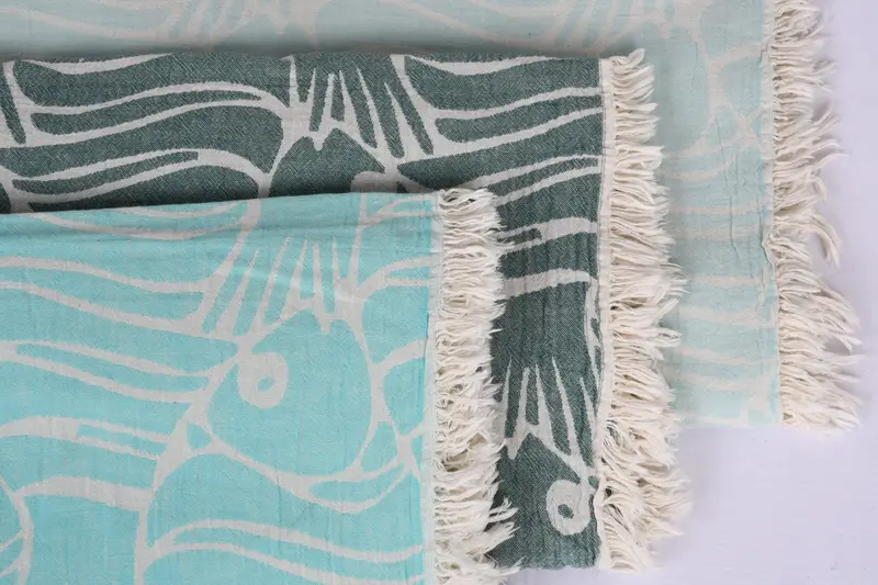 Decorative Blanket, Shower Curtain, Best Friend Wedding Gift, Throw Blanket, Home Decor Gifts, Bachelorette Gifts, 104x104 Cotton Fish Design Towel - 6