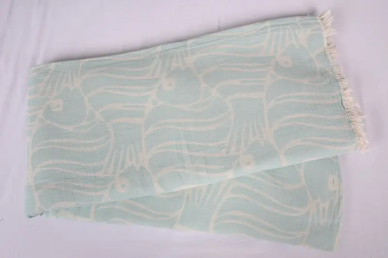 Decorative Blanket, Shower Curtain, Best Friend Wedding Gift, Throw Blanket, Home Decor Gifts, Bachelorette Gifts, 104x104 Cotton Fish Design Towel - 2