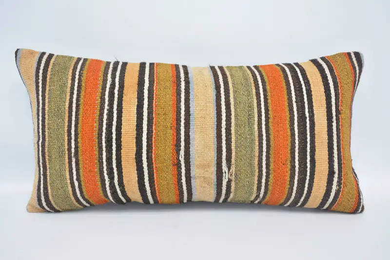 12x24 Inches Black & Green Geometric Pillow, Handmade Throw Pillow - 1