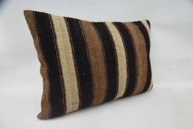 Ethnical Kilim Rug Pillow, Boho Pillow Sham Cover, Pillow, Colorful Pillow Case, 20x28 Brown Pillow Cover, Interior Designer Pillow - 3