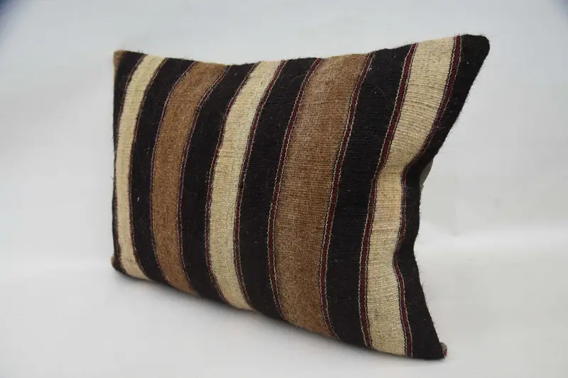 Ethnical Kilim Rug Pillow, Boho Pillow Sham Cover, Pillow, Colorful Pillow Case, 20x28 Brown Pillow Cover, Interior Designer Pillow - 5