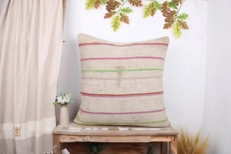 Pillow Case, Morroccon Kilim Cushion Cushion, 28x28 White Pillow Sham, Bed Cushion Case, Home Decor Pillow, Gift Pillow, Boho Pillow Sham Cover - 1