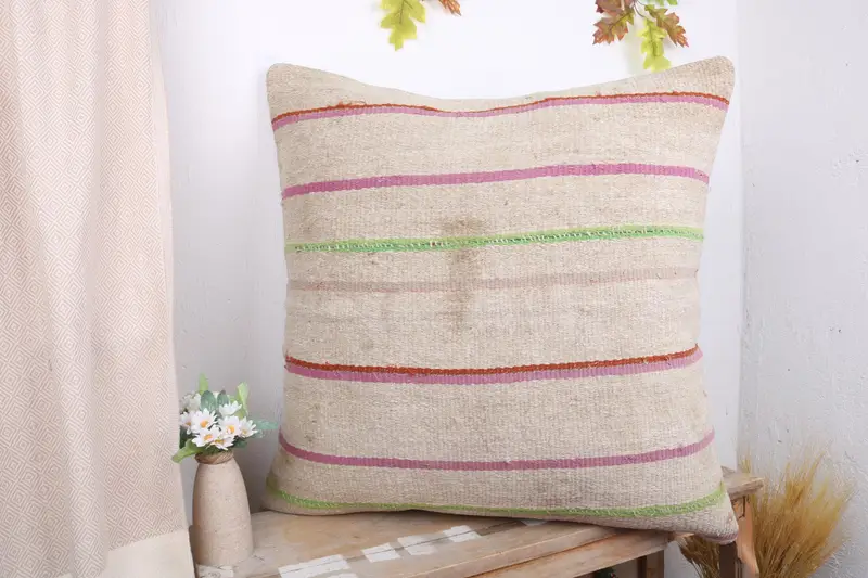 Pillow Case, Morroccon Kilim Cushion Cushion, 28x28 White Pillow Sham, Bed Cushion Case, Home Decor Pillow, Gift Pillow, Boho Pillow Sham Cover - 4