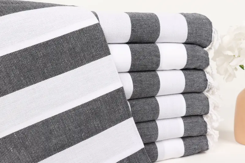 Bachelorette Havlu Kişiye Özel Türk Pamuk Siyah Çizgili, 40x71 İnç